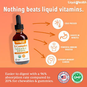LIQUIDHEALTH B-Complex 20 000 mcg gouttes avec compte-gouttes