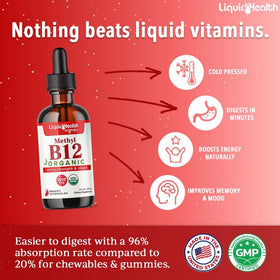 LIQUIDHEALTH B12 Methylcobalamine 5000 mcg flacon arrière