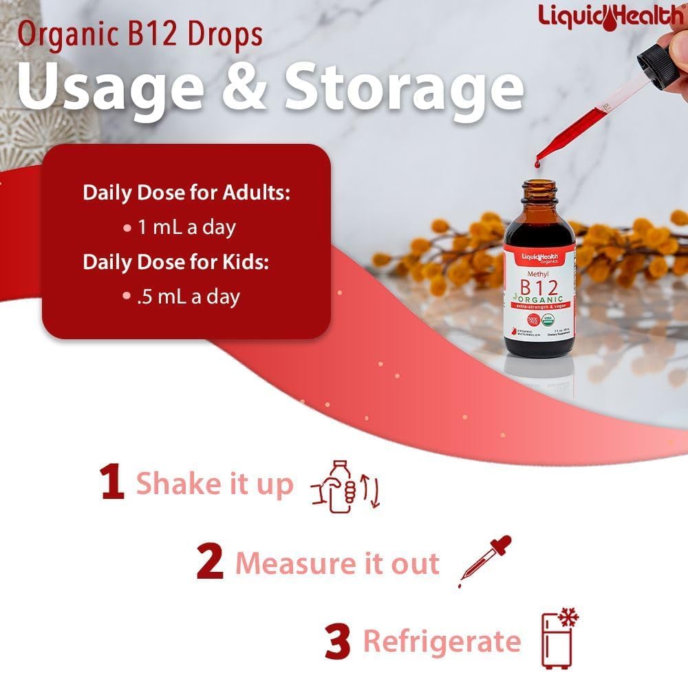 LIQUIDHEALTH B12 Methylcobalamine 5000 mcg flacon avec cerises