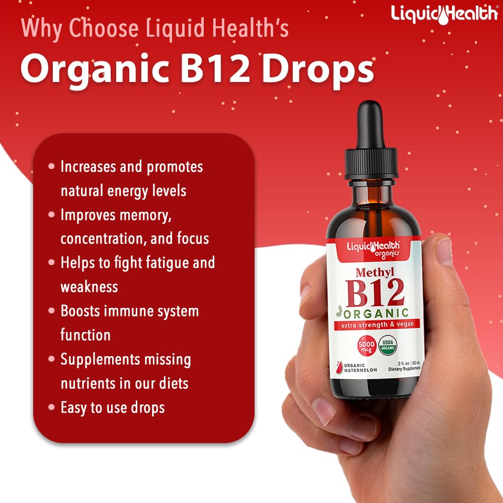 LIQUIDHEALTH B12 Methylcobalamine 5000 mcg gouttes avec compte-gouttes