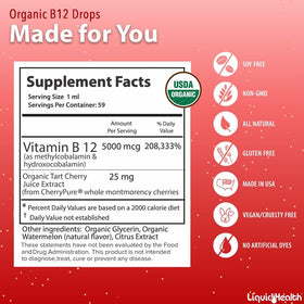 LIQUIDHEALTH B12 Methylcobalamine 5000 mcg gouttes dans un verre