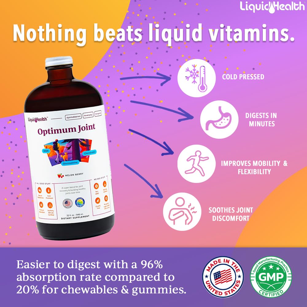 LIQUIDHEALTH Complément Alimentaire Articulaire 946ml étiquette avec ingrédients