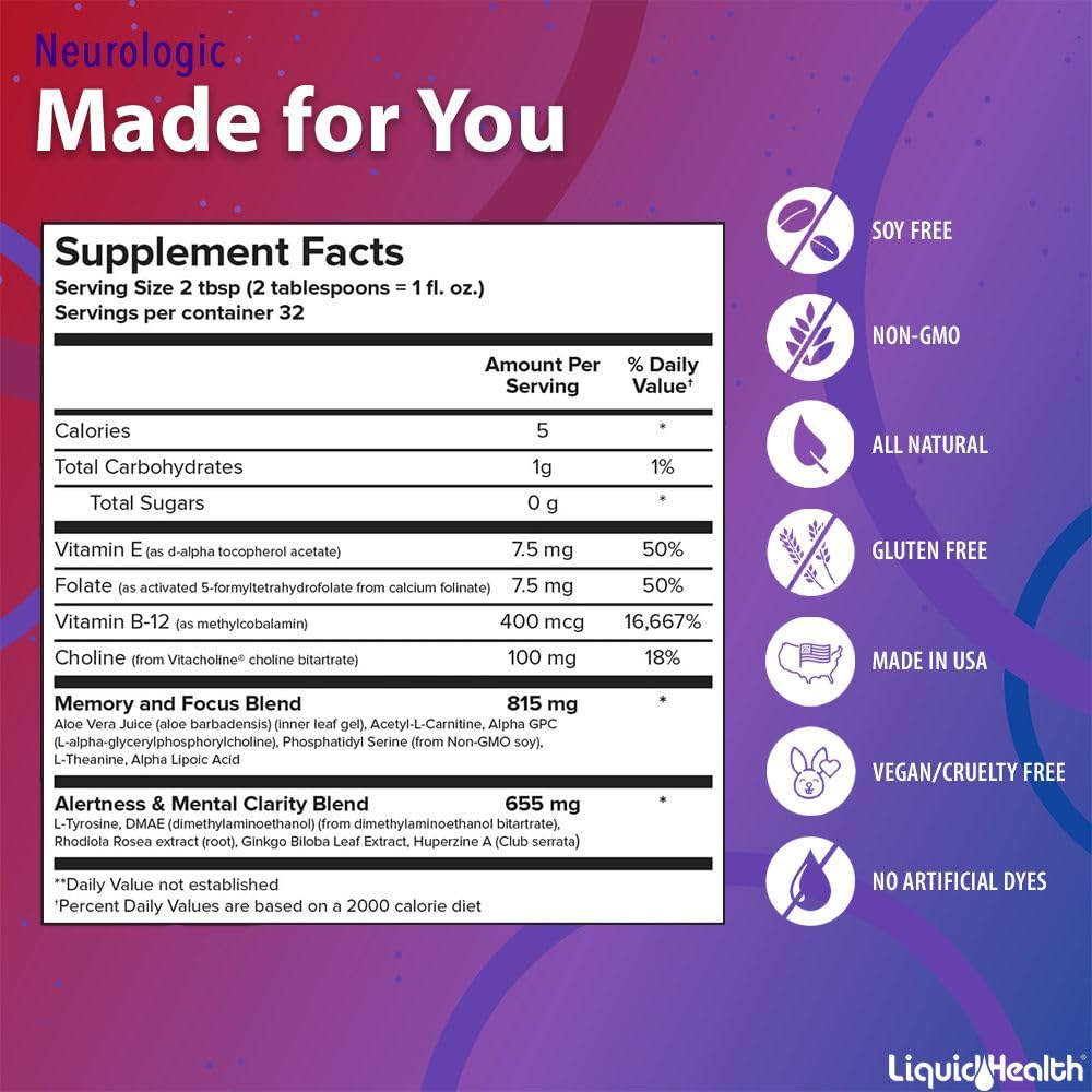 LIQUIDHEALTH Complément Alimentaire Neurologique 946ml - présentation sur une table