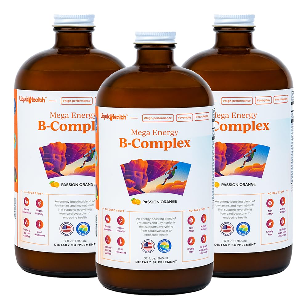 LIQUIDHEALTH Mega Energy B-Complex 3 pack avec étiquette visible