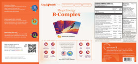 LIQUIDHEALTH Mega Energy B-Complex 32 oz sur une table