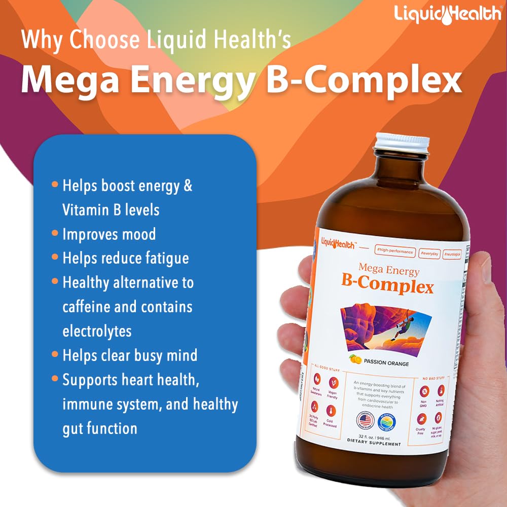 LIQUIDHEALTH Mega Energy B-Complex étiquette avec ingrédients