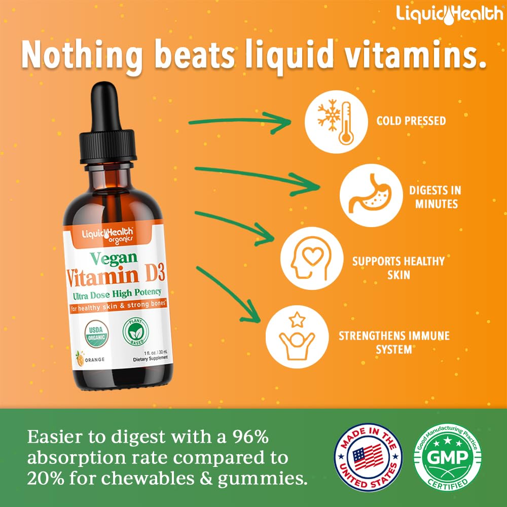 LIQUIDHEALTH Vitamine D3 4000 IU gouttes avec compte-gouttes