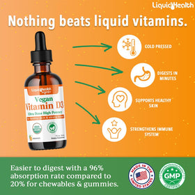 LIQUIDHEALTH Vitamine D3 4000 IU gouttes avec compte-gouttes