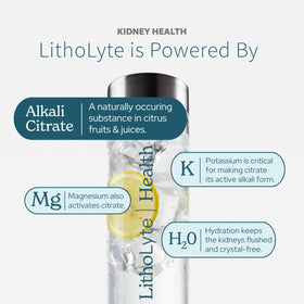 LithoLyte 15 mEq stick à côté d'un verre de jus