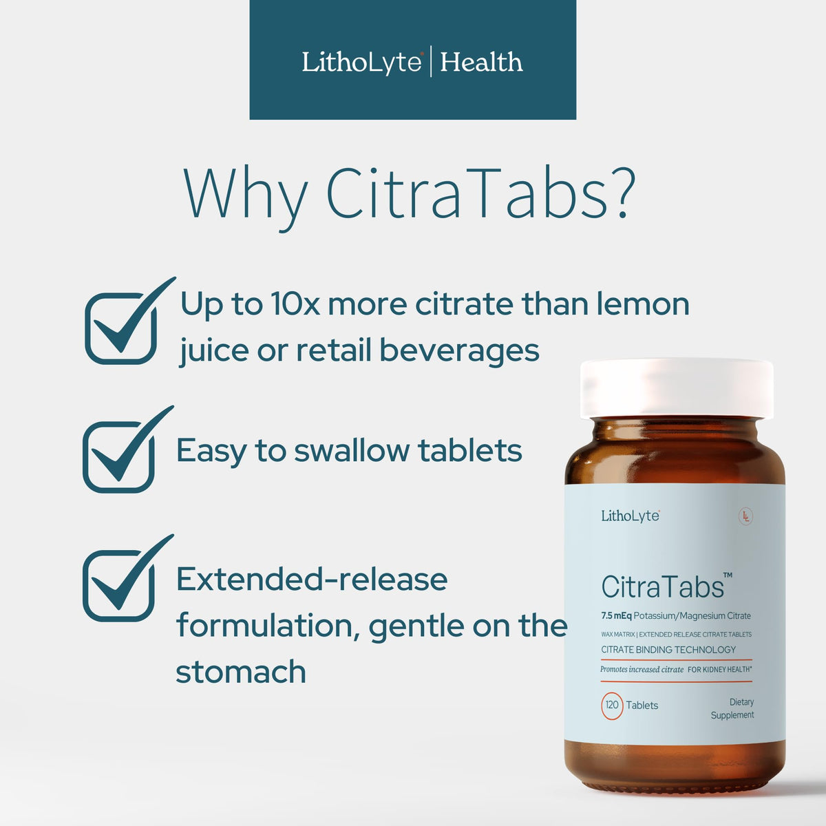 LithoLyte CitraTabs 7.5 mEq utilisation quotidienne