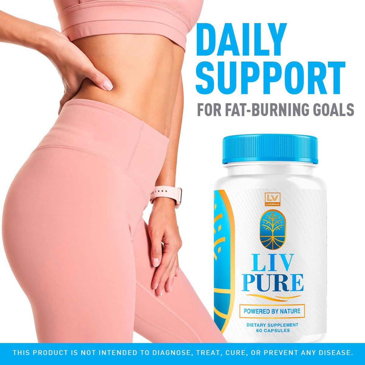 Liv Pure 60 capsules de Wellnessesity, avec une main tenant la capsule