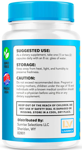 Liv Pure 60 capsules de Wellnessesity, près d'un verre d'eau