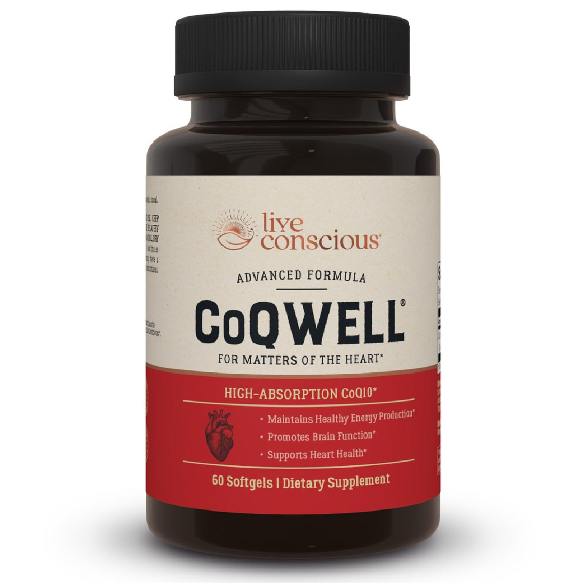 Live Conscious CoQWell 100 mg CoQ10 gélules avant