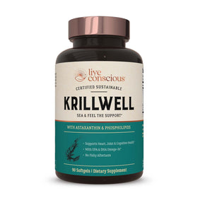 Live Conscious KrillWell huile de krill 1500 mg capsules avant