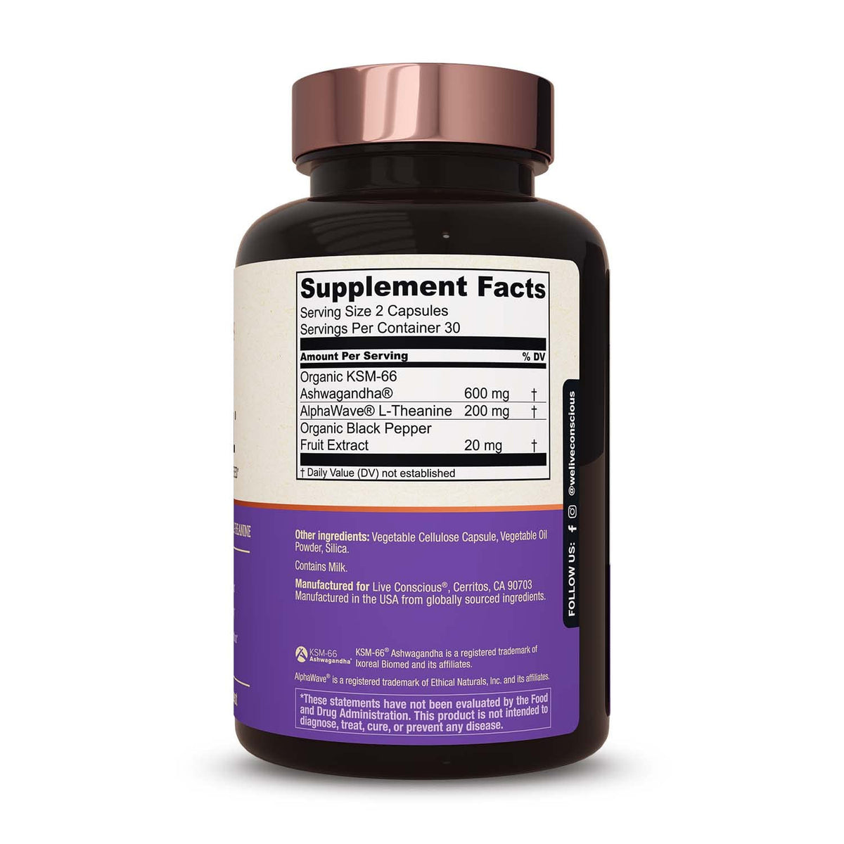 Live Conscious KSM-66 Ashwagandha 60 Capsules, illustration d'utilisation