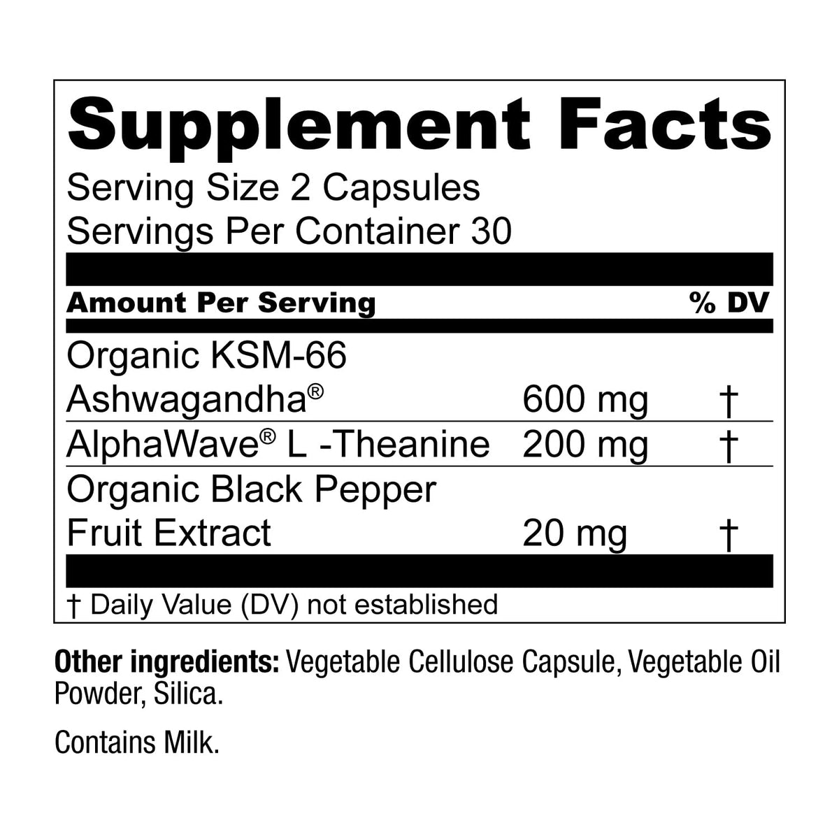 Live Conscious KSM-66 Ashwagandha 60 Capsules, ingrédients