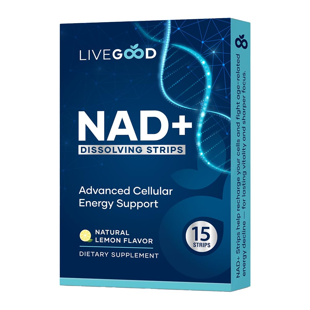 LIVEGOOD bandes dissolvantes NAD+ vue de face avec emballage