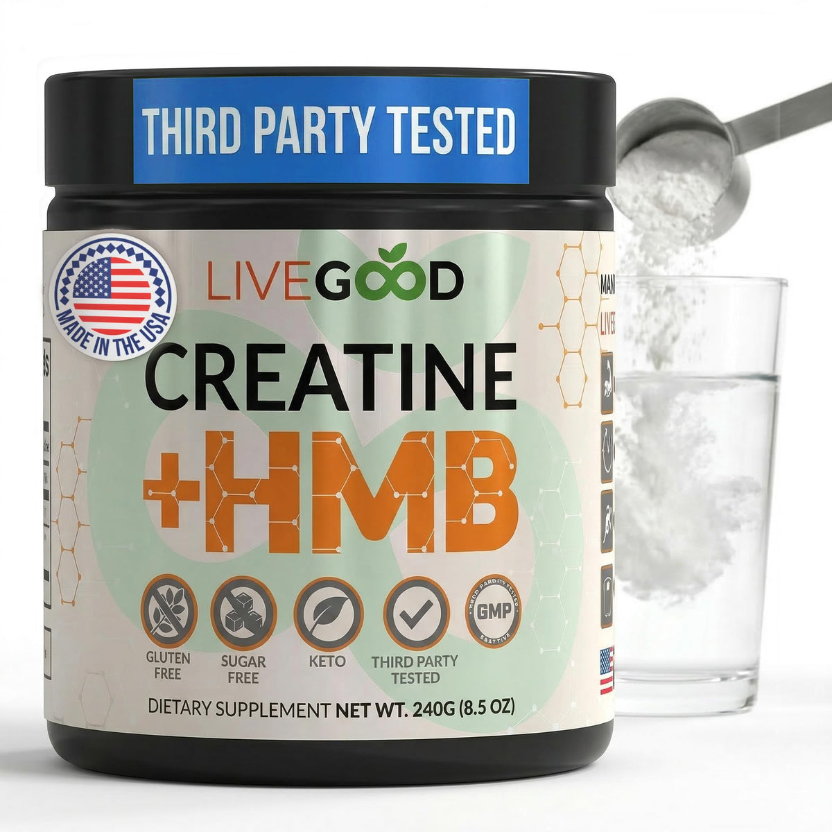 LIVEGOOD Créatine Monohydrate HMB 299g vue avant
