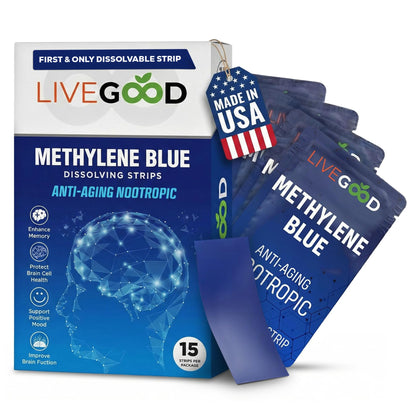 LIVEGOOD Methylene Blue 15 bandes menthe vue avant avec emballage