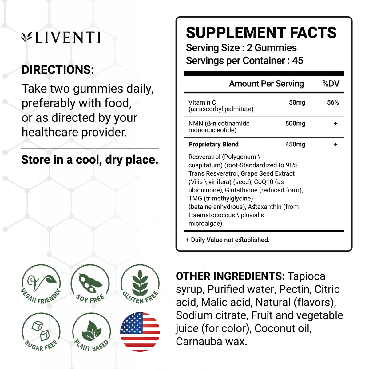 LIVENTI Gummies NMN Pures 1000mg affichant la saveur Pastèque Citron Vert