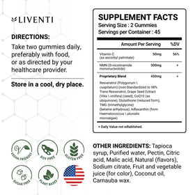 LIVENTI Gummies NMN Pures 1000mg affichant la saveur Pastèque Citron Vert