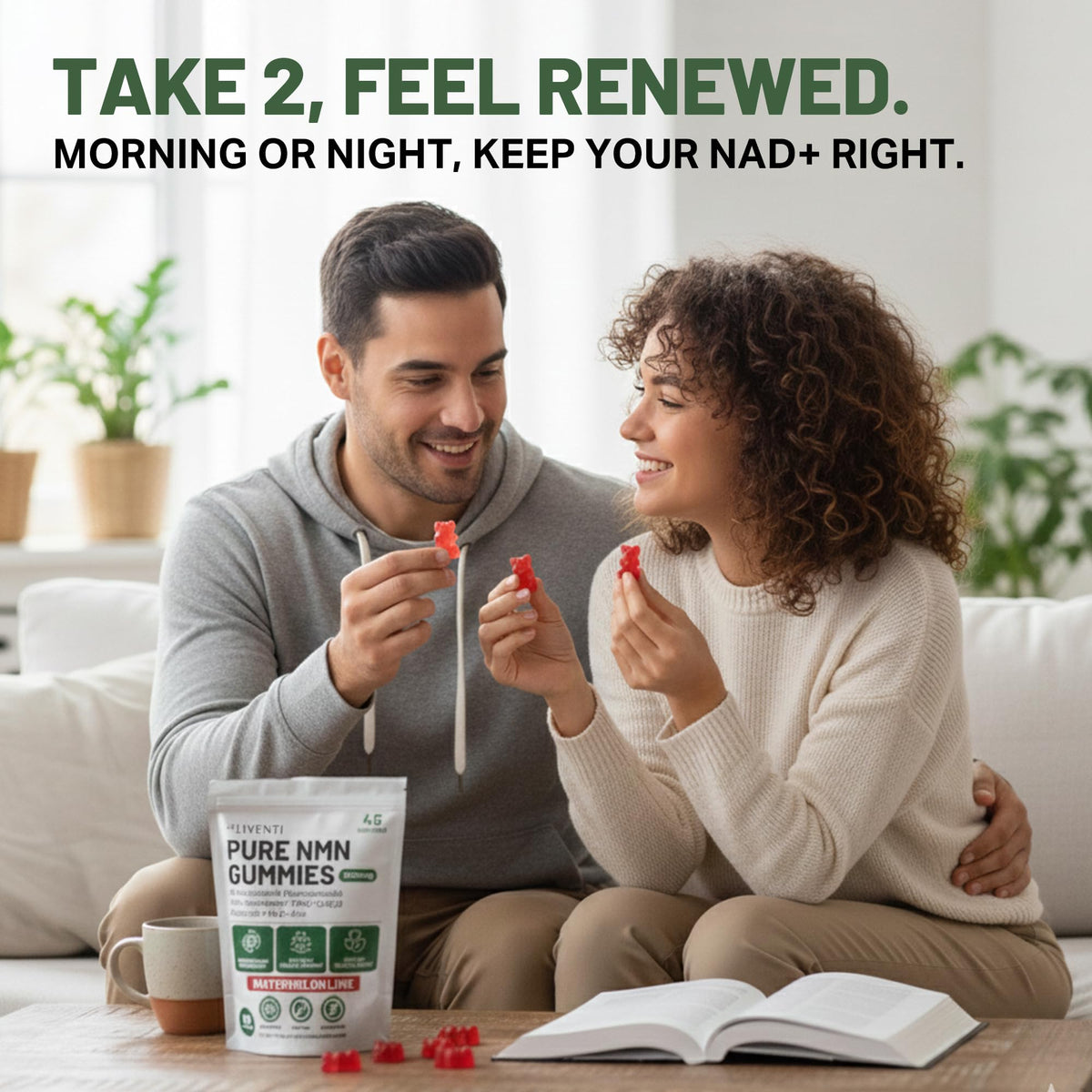 LIVENTI Gummies NMN Pures 1000mg présentation sur fond blanc