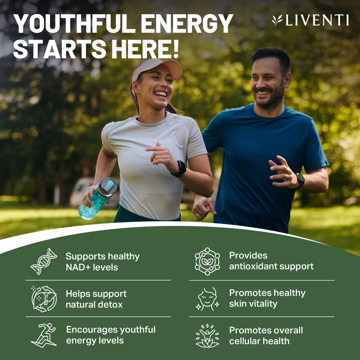 LIVENTI Gummies NMN Pures 1000mg sur une table avec des fruits