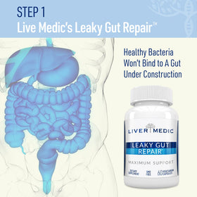 Liver Medic Réparation Intestinale flacon ouvert avec capsules