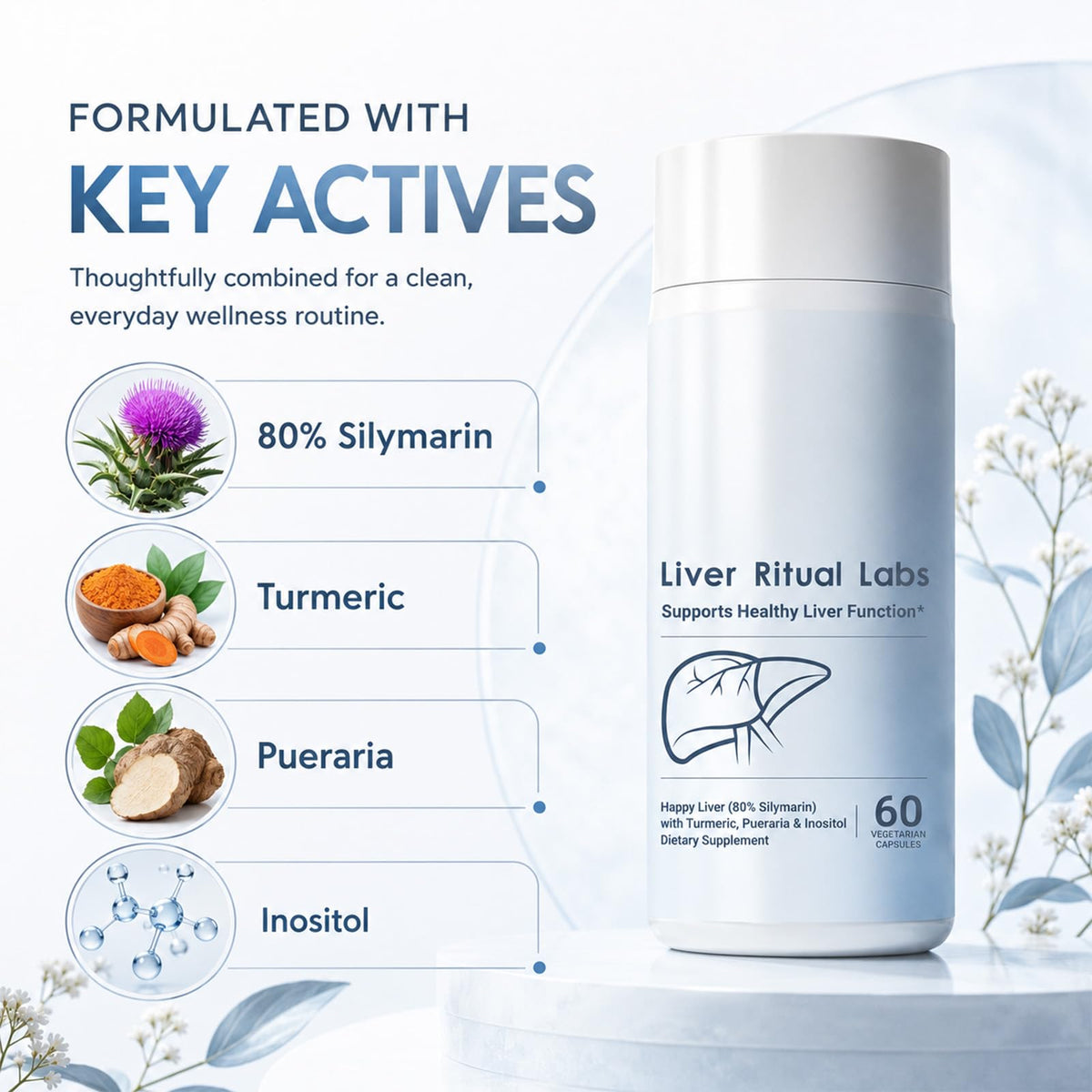 Liver Ritual Labs 60 capsules avec un verre d'eau