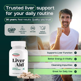 LIVERITE Complément Alimentaire pour le Foie avec des ingrédients sur une table