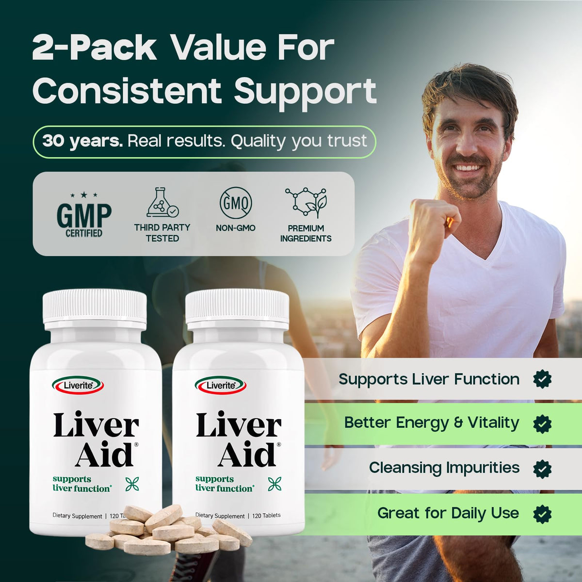 LIVERITE Complément Alimentaire pour le Foie sur un fond neutre