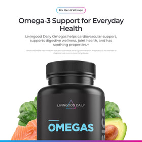 Livingood Daily Omega 3 EPA DHA Huile de Poisson - gélules à l'intérieur de l'emballage