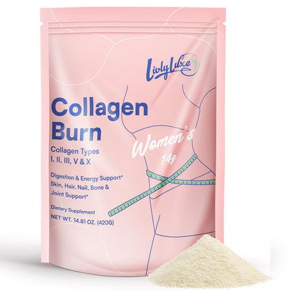 LivLyLuxe Poudre de Collagène 420 g vue de face avec étiquette