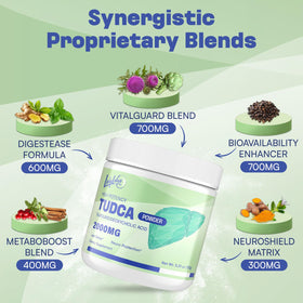 LivLyLuxe Poudre TUDCA 2000 mg, présentation du produit sur une table