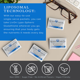 LivOn Laboratories Lypo-Spheric B Complex Plus 30 sachets sur une table