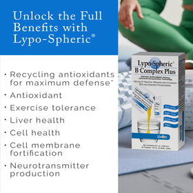 LivOn Laboratories Lypo-Spheric B Complex Plus emballage arrière avec informations nutritionnelles