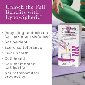 LivOn Laboratories Lypo-Spheric Glutathione sachets avec eau
