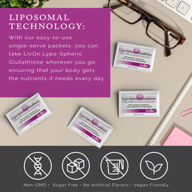 LivOn Laboratories Lypo-Spheric Glutathione sachets avec ingrédients