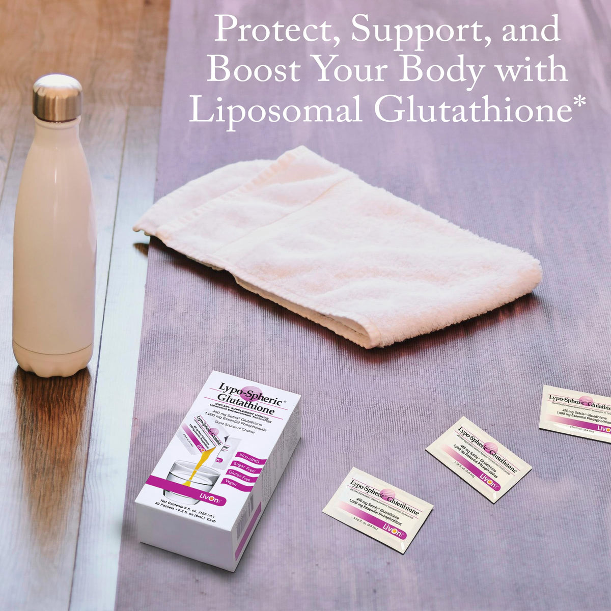 LivOn Laboratories Lypo-Spheric Glutathione sachets ouverts