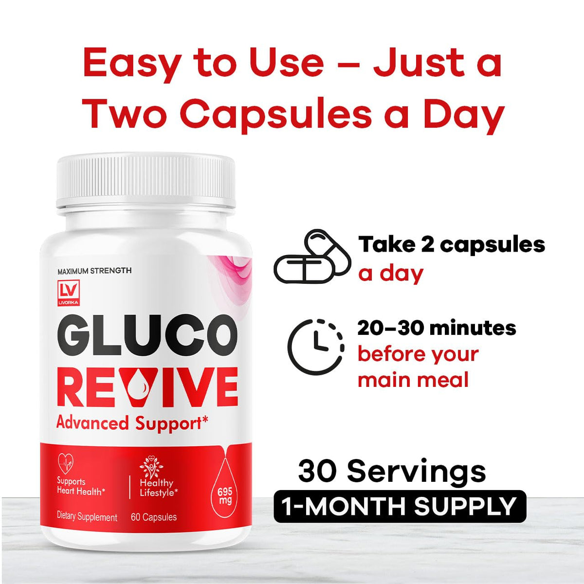 LIVORKA Gluco Revive Capsules ouvertes montrant les capsules à l'intérieur