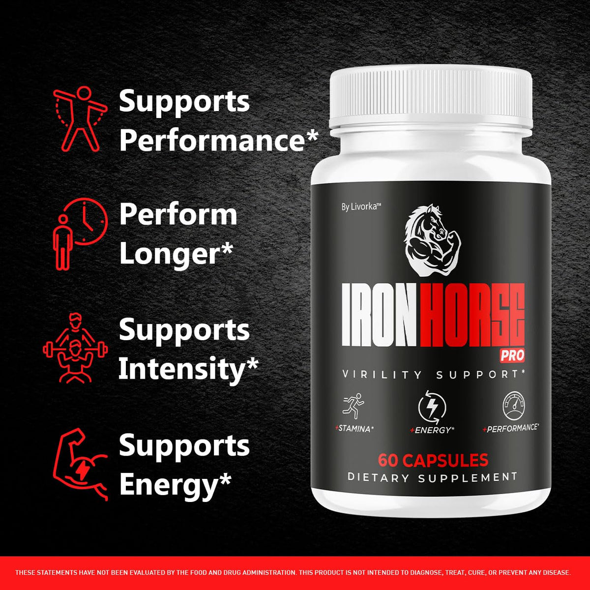 LIVORKA Iron Horse Pro capsules montrant la taille et la forme