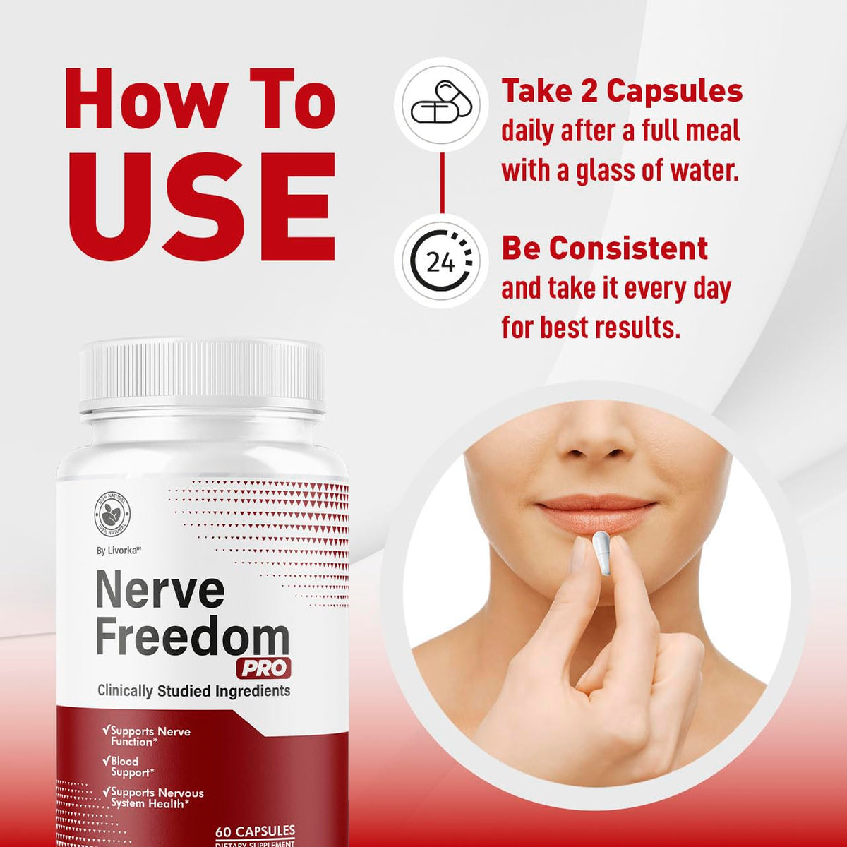 LIVORKA Nerve Freedom Pro capsules sur fond blanc