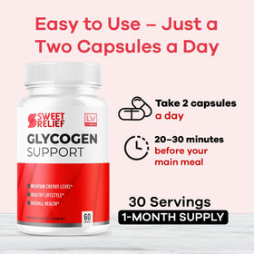 LIVORKA Sweet Relief Capsules avec des ingrédients naturels en arrière-plan