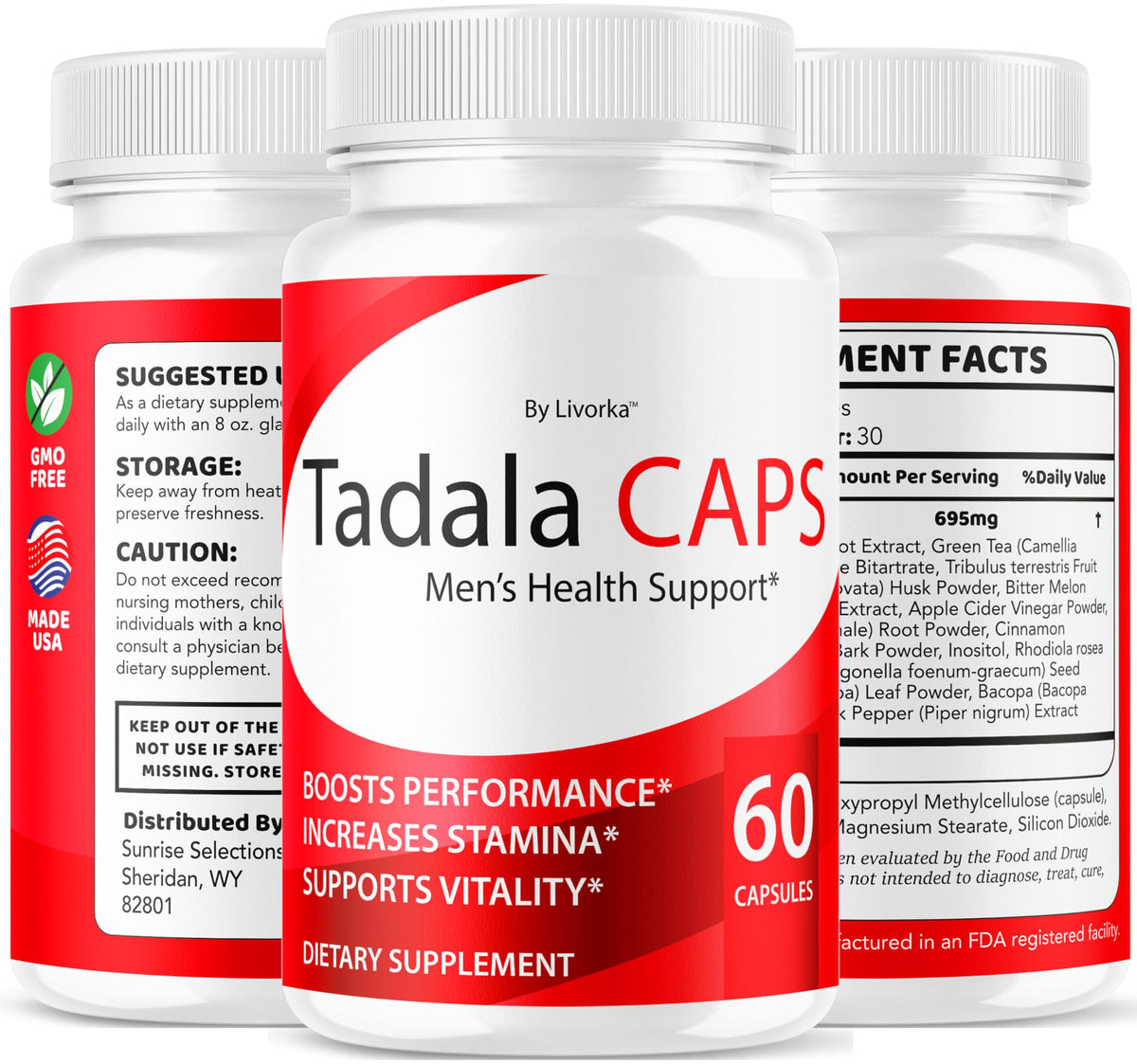 LIVORKA TadalaCaps flacon avec des capsules à côté