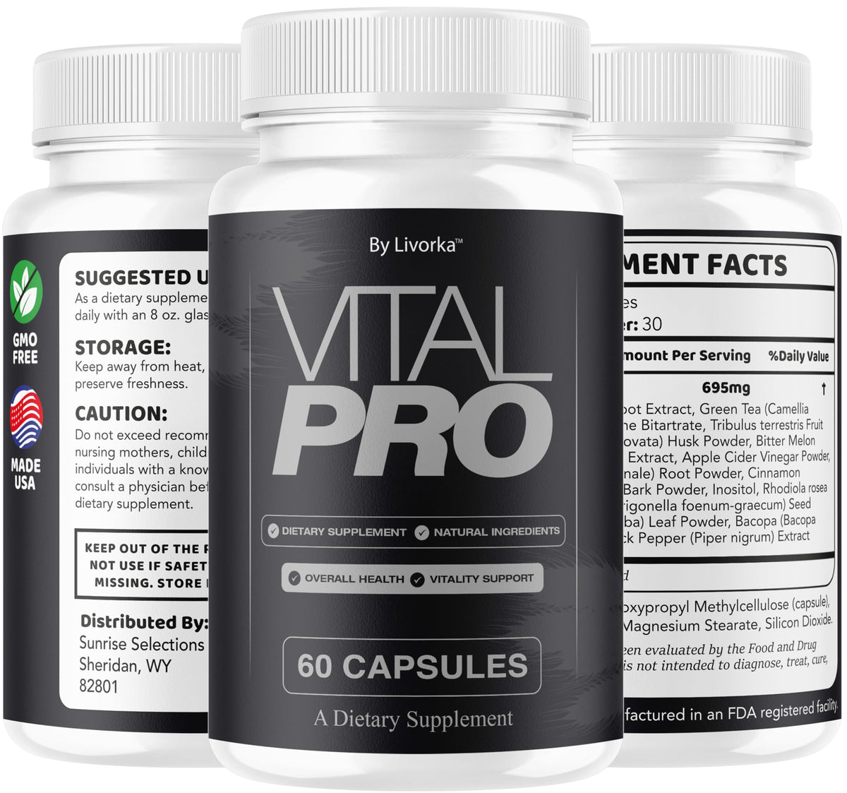 LIVORKA Vital Pro Capsules avec d'autres compléments alimentaires