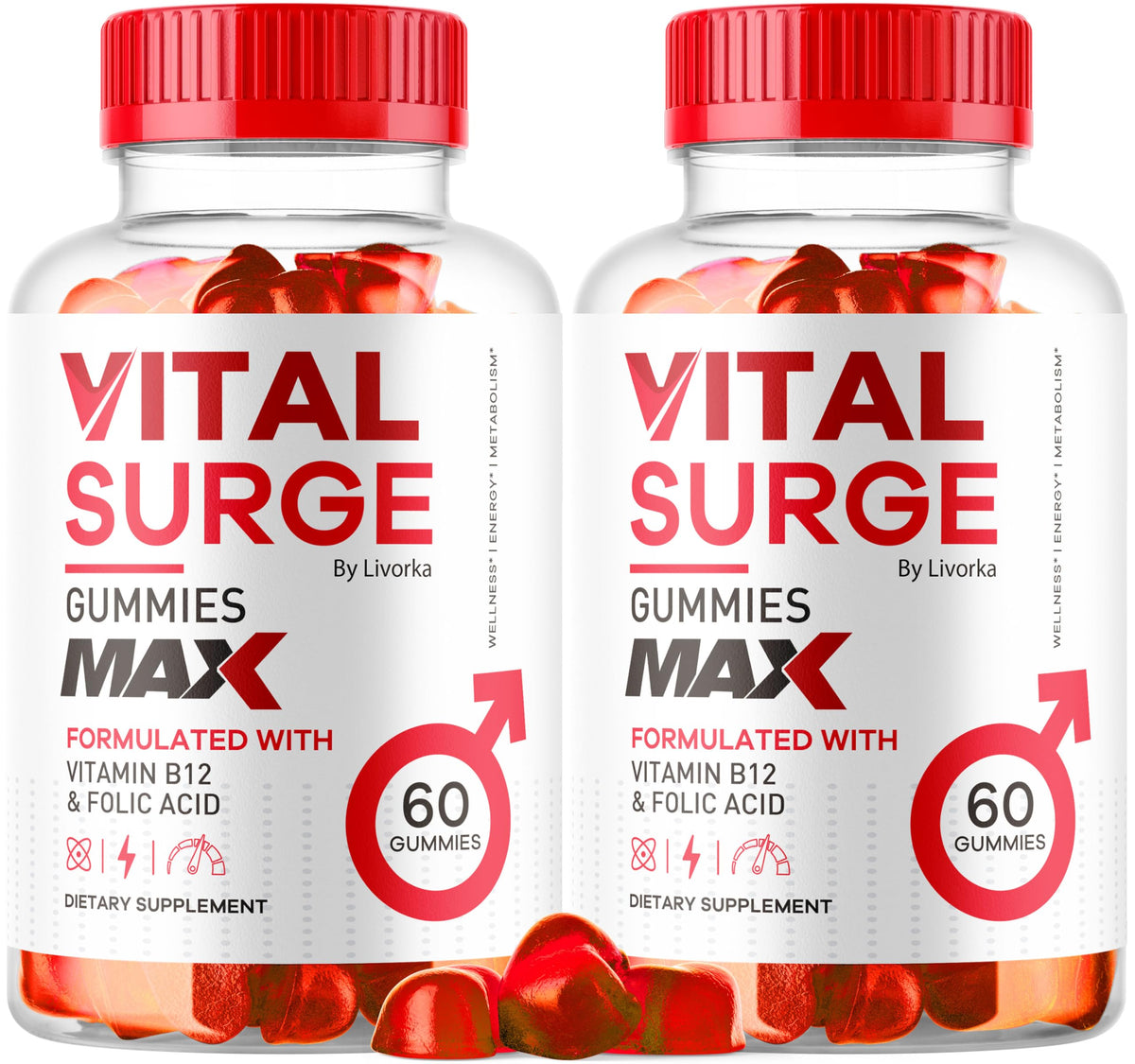 LIVORKA Vital Surge MAX Gummies 120 pièces, vue de face