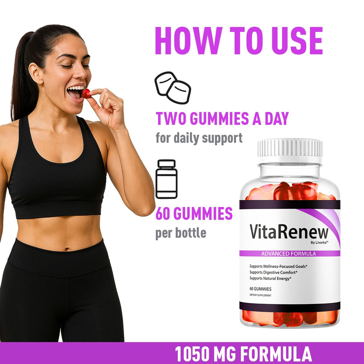 LIVORKA VitaRenew Gummies avec un verre d'eau