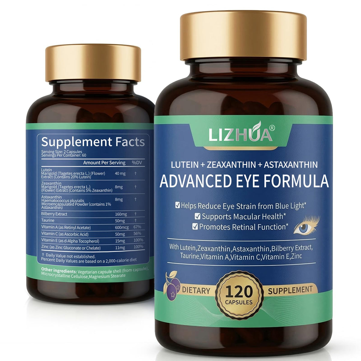 LIZHUA Compléments Alimentaires Luthéine 40mg + Zéaxanthine 8mg devant un fond blanc
