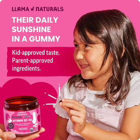 Llama Naturals Gummies Vitamine D3 K2 avec fruits biologiques