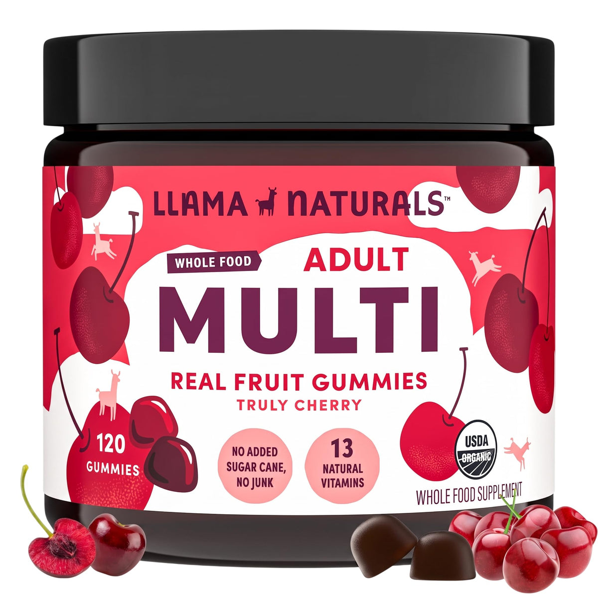 Llama Naturals Multivitamines Gélifiés Végétaliens 120 Ct, vue de face